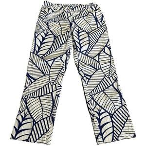 J McLaughlin Sz 10 Tropical‎ Palm Leaf Pants stretch Coastal Aloha Made in USA